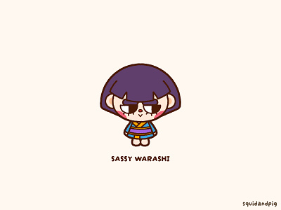 Sassy Warashi cute folklore gumi japan japanese kawaii vector yokai