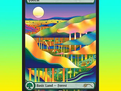 Strange Lands - Forest MTG affinity designer camping card d and d design dungeons and dragons fantasy graphic illustration illustrator landscape magic the gathering mtg psychedelic retro surreal trees forest vector wizards of the coast