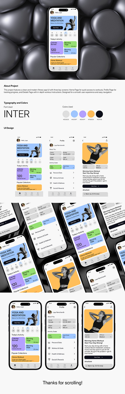 Modern Fitness App UI Design app design design fitness app minimal ui uiux