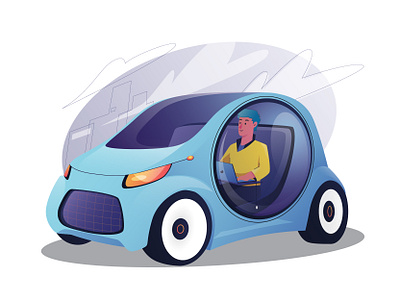 Self driving car automated car car design flat illustration illustration illustration art self driving car vector art vector illustration