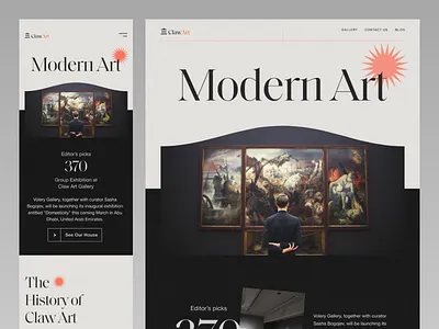 ClawArt - Art Exhibition Website(mobile version) agency animation app design art design landing page minimal mobile mobile responsive popular shot responsive saidul islam typography ui design uiux uxdesign visual design website website design