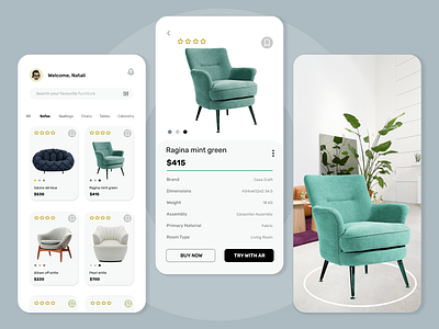 Application Design for Furniture with AR technology app branding concept design figma furniture icon interface ios logo minimal mobile mobileapp modern simple ui uiux ux ux design uxdesign