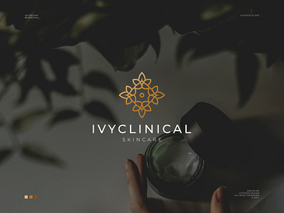 Iviclinical Skincare Logo 3d beauty branding gold graphicdesigner graphicdesignerforhire leaf logo logodesigner minimal modern art natural skincare logo soft spa