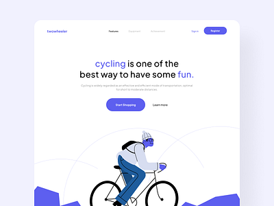 twowheeler - bike shop bike bike shop blue branding clean cycling illustration landing page motion motion graphics ui ux web web design website