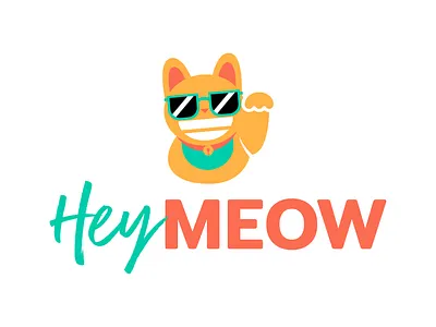 HeyMeow branding cat design fortune cat hey illustration logo logomark meow typography vector