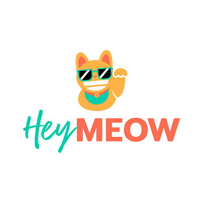 HeyMeow branding cat design fortune cat hey illustration logo logomark meow typography vector