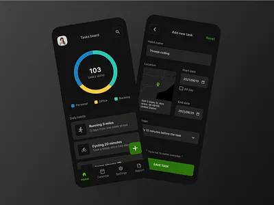 Task & habit app in dark mode darkmode design figma habitapp minimal mobile mobile app design taskandhabitapp taskapp