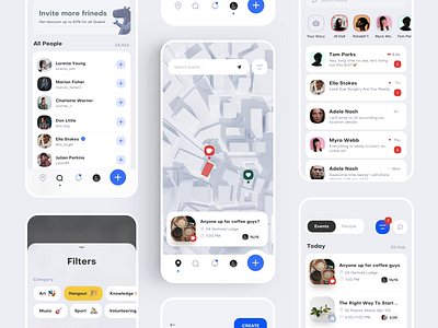 Events App Quests app chat community event interaction map mobile network quest service social ux