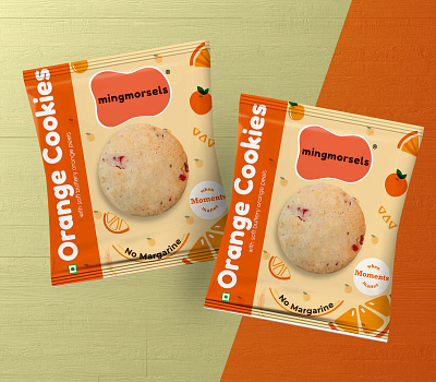 Orange Cookies Sachet branding business cookies design mockup package design product design