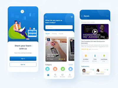 Digital Academy - Mobile App 2021 trend app app design clean ui course app digital academy e learning education educational instructor ios learning app learning platform mobile app online course study ui ux