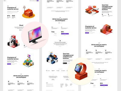 Isometrica 3D constructor launch 💛 3d application craftwork design illustration isometric landing release ui web website