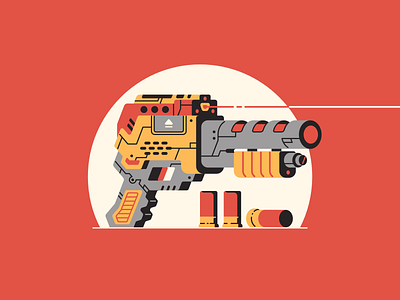 P stands for... 36daysoftype p 36daysoftype08 affinity designer aim illustration laser letter pump action shotgun shells shoot shotgun slugs thierry fousse vector weapon