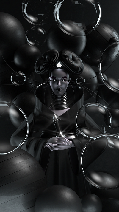 Björk 3d c4d character dark illustration music octane render