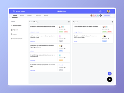 Project management and time tracking app calendar management design sprint task list task management tasks time tracking to do app to do list ux