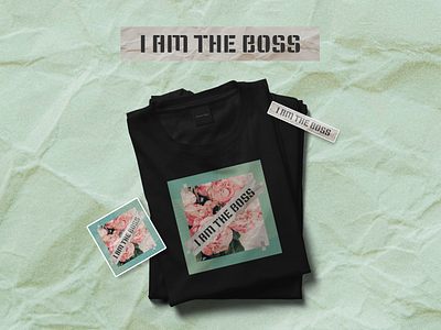 T-shirt design black boss branding clothes design esthetic figma grain graphic design merch mockup product design retro stickers t shirt ui vector vintage