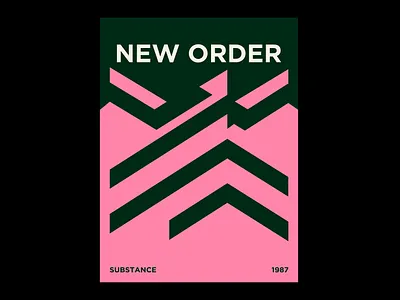 New Order Poster album poster band poster black concert poster geometrical design graphic design international typography minimalist poster music poster new order new order poster pink poster inspiration retro poster swiss design swiss design poster typography