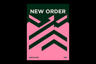 New Order Poster album poster band poster black concert poster geometrical design graphic design international typography minimalist poster music poster new order new order poster pink poster inspiration retro poster swiss design swiss design poster typography