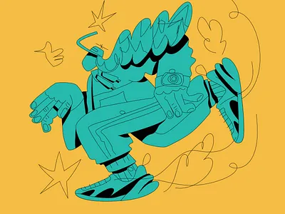 Running silly athletic boston character character design illustration playful runner running simple whimsical