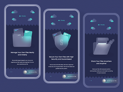 Cloudy Splash Screen - Cloud Apps Design branding bright color clean cloud cloud app dark dark theme design file flat graphic design illustration minimal splash screen ui ui designer ux