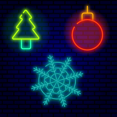 new year neon icons billboard