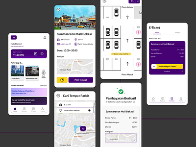 Parking Reservation App book parking booking design mobile parking purple reservation parking user inteface yellow