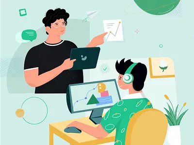 Remote Work app artist branding color design designer dribbble invite girl graphic design illustration invite logo procreate remote job remote work ui ux