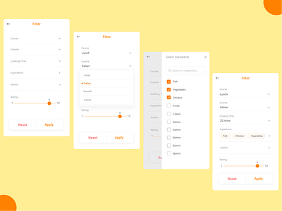 Recipes Filter Feature chef cook design filter ui filter ux food food and drink food app recipes app recipes app filter recipes filter recipes filter ui typography ui ui design ui elements uidesign uiux ux