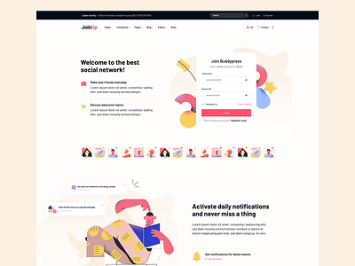 Join Up - BuddyPress Community Theme buddypress clean community design forum illustrations modern social networking theme ui ux wordpress