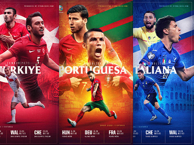 Euro 2020 / TUR POR ITA blue branding design graphic graphic design green italy photoshop portugal red turkey white