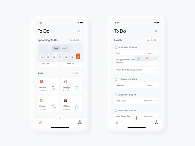 To Do App UI app design color design minimal mobile app negative space typography