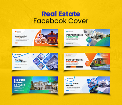 Real estate facebook cover and web ad banners construction