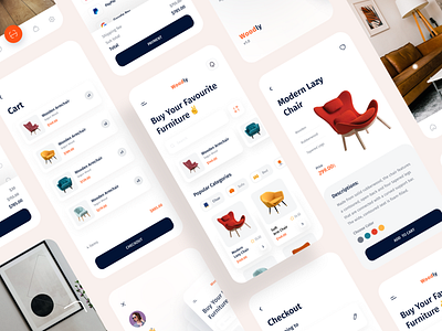 Woodly furniture app branding design illustration logo responsive ui ui ux ui design uidesign ux