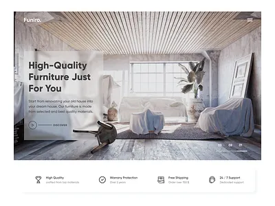 UI/UX Website Design for Funiro. 3d 3d design abstract adobe brand branding figma furniture landing page landingpage logo minimal uiux ux uxui web webdesign website website design