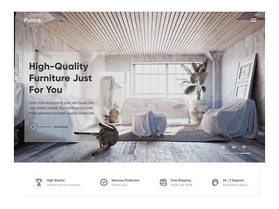 UI/UX Website Design for Funiro. 3d 3d design abstract adobe brand branding figma furniture landing page landingpage logo minimal uiux ux uxui web webdesign website website design