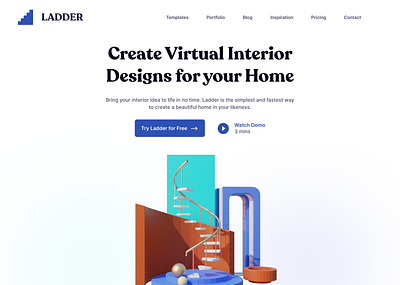 Ladder Landing Page 3d design ui web