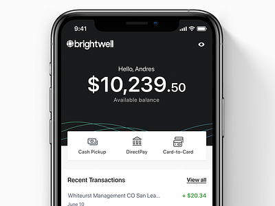 Brightwell- mobile banking app app bank banking financial ios iphone mobile mobile app money app ui uidesign user experience user interface ux