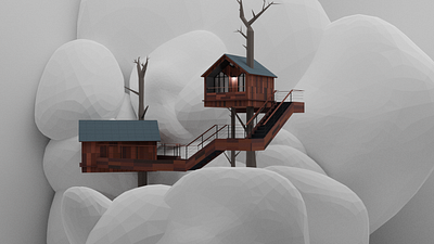 tree house2 3d art blender blender3d blender3dart cartoon illustration design illustration ui
