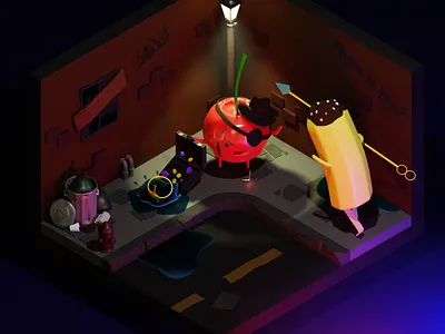 Adventure Time, last days of the candy kingdom 3d design illustration low poly art low polygon
