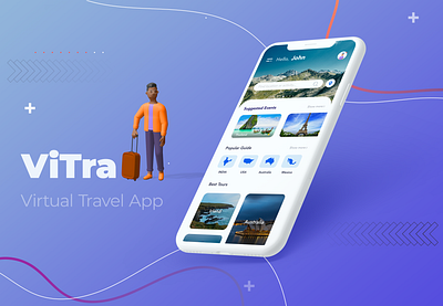 ViTra- Virtual Travel App 3d adobe photoshop cc adobe xd design home page iphone mobile mockup travel travel app ui ui ux design uiux uiux design user experience user interface ux uxui virtual travel xd