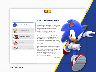 Sonic the Hedgehog UI Web Design nintendo sega sonic ui ui design uidesign uiux ux design uxui web design website