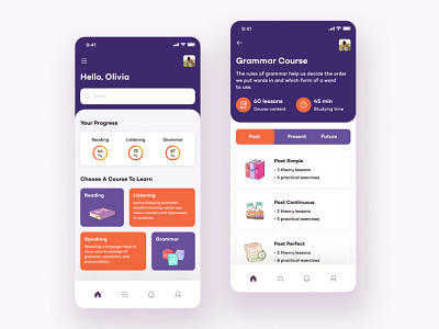 Mobile Learning App UX/UI Design app elearning english language learning mobile mobileapp online teaching ui ux