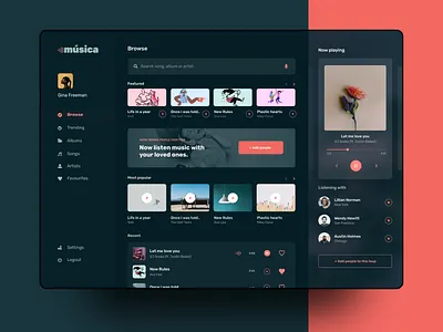 MUSICA Darkmode concept darkmode music webdesign