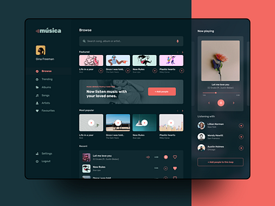 MUSICA Darkmode concept darkmode music webdesign