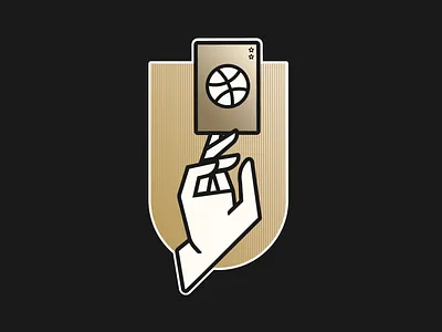 Two Dribbble invites ball basketball design gold hand illustration invitation invite invites logo minimalist sport ui vector