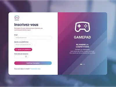 GAMEPAD - Sign up #DailyUI001 branding design e sport formulaire graphic design inscription sign up ui