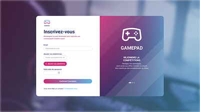 GAMEPAD - Sign up #DailyUI001 branding design e sport formulaire graphic design inscription sign up ui