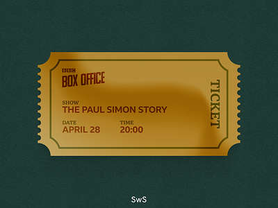 BBC Box Office - Golden Ticket design golden shine skeuomorphic ticket ui ux