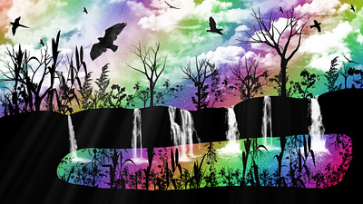 Rainbow Waterfall animation art behance branding conceptart design illustration landscape logo ui