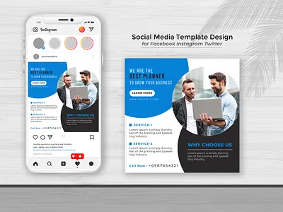 Business Plan Post Social Media Web Banner Template. advertising banner brand design branding business design discount illustration instagram template
