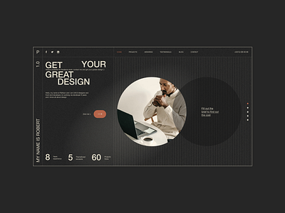 Roberto - CV/Resume Website animation black creative cv dark design fullpage minimalism modern onepage personal portfolio resume ux vcard virtual card web web design website